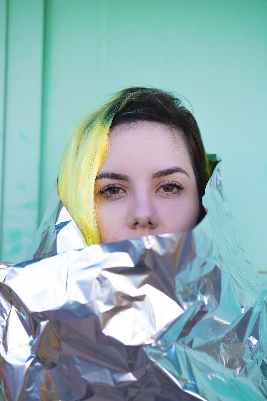 Woman Covered With Foil, person, perspective, portrait, pretty HD wallpaper