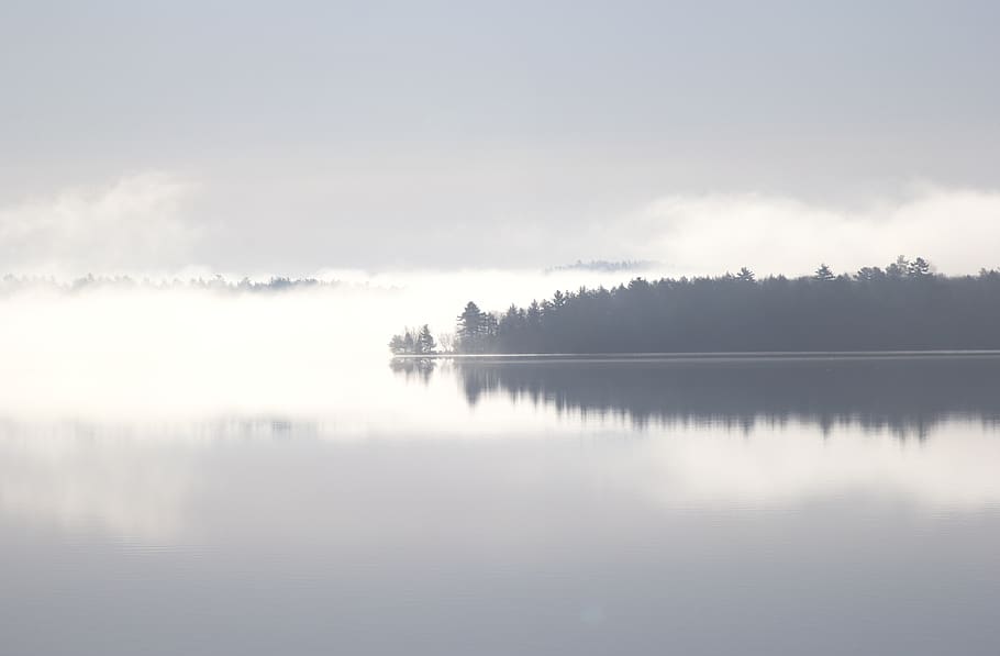 lake under white clouds during daytime view, tranquility, tranquil scene HD wallpaper