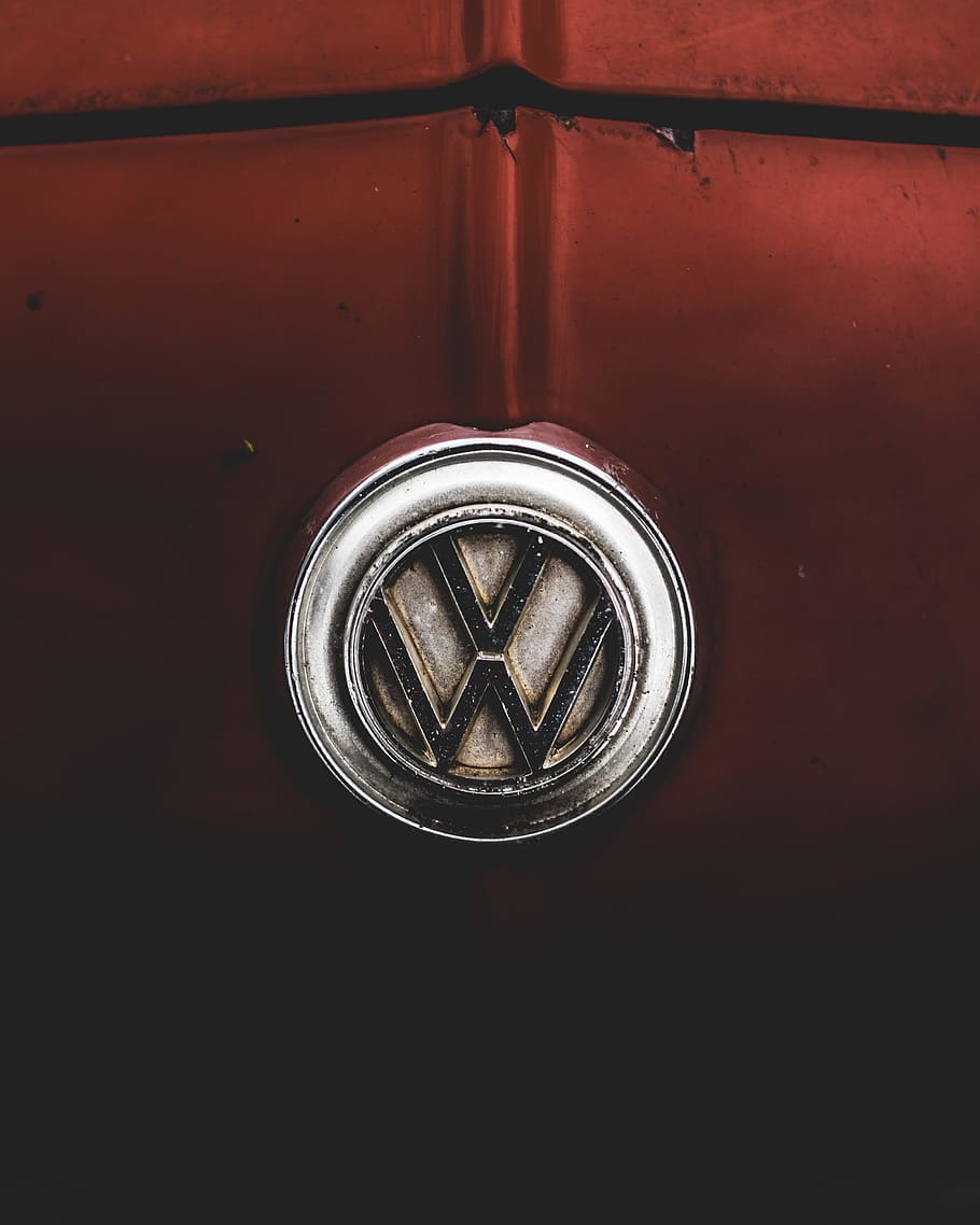 silver-colored Volkswagen emblem, vehicle, surface, texture, vw, HD wallpaper