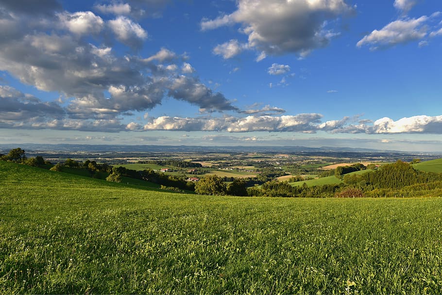 nature, landscape, wide, vision, clouds, cloud mood, evening light, HD wallpaper