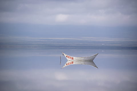 grey boat, flag, symbol, leisure activities, adventure, vehicle HD wallpaper