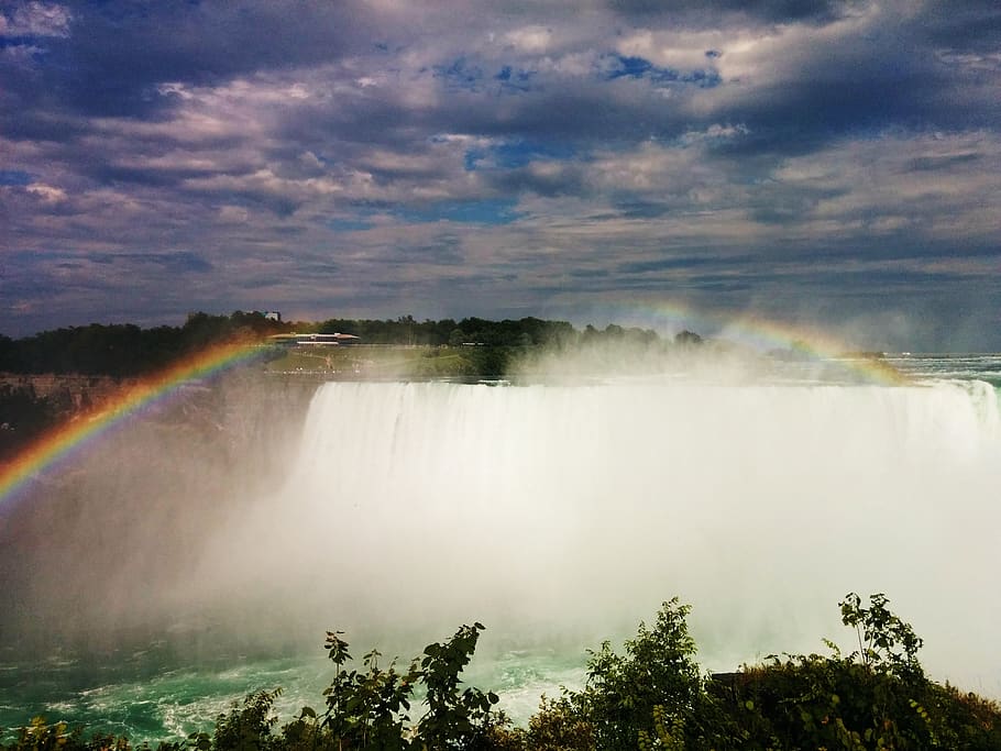 canada, niagara falls, mist, view, rainbow, scenics - nature HD wallpaper