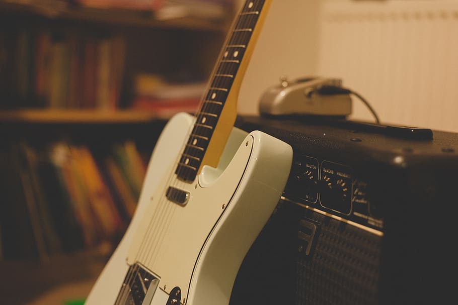 amplifier, guitar, electric guitar, fender, telecaster, music, HD wallpaper