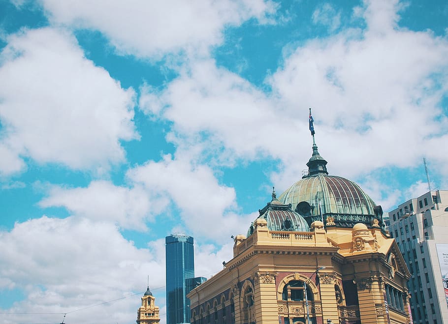 melbourne, building exterior, cloud - sky, built structure HD wallpaper