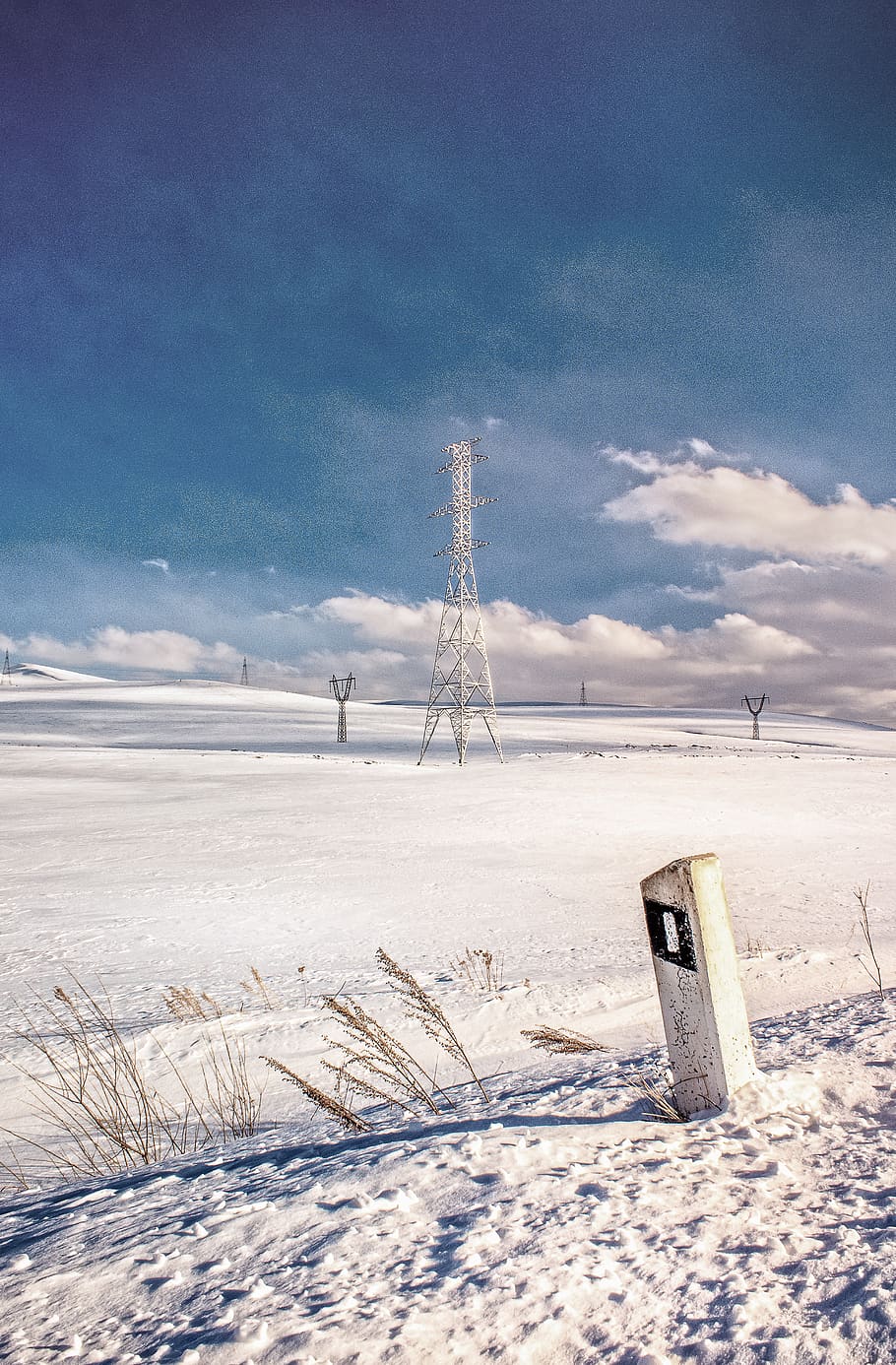 road, landscape, clouds, sky, snow, winter, cold temperature HD wallpaper