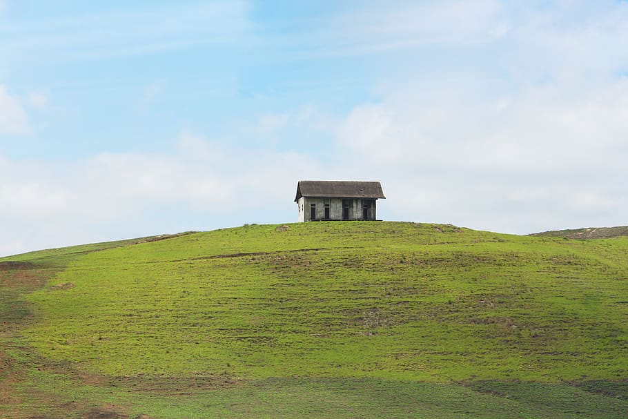 brazil, lorena, clouds, house, old house, grass, blue, green HD wallpaper