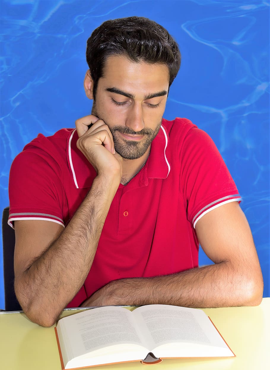 learn, book, read, man, young, publication, front view, one person HD wallpaper
