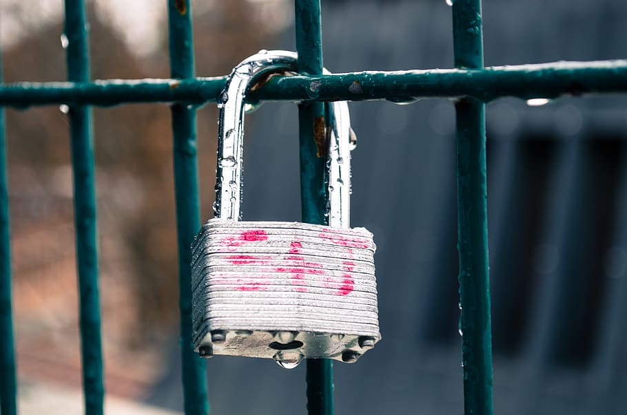 spain, madrid, lock, metal, safety, focus on foreground, security HD wallpaper