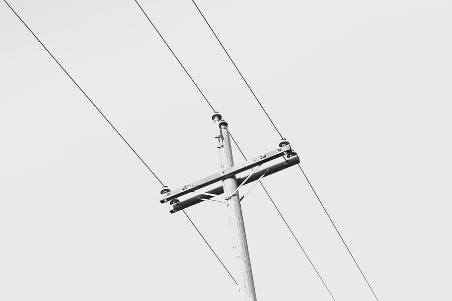 cable, wire, pole, electrical, transmission, sky, low angle view HD wallpaper