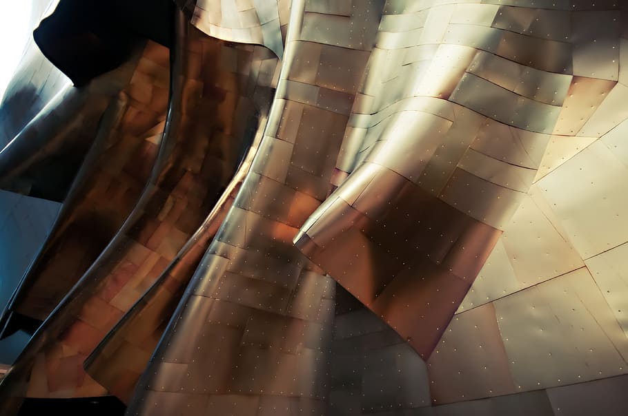 Brown Curtain, abstract, architectural design, architecture, art HD wallpaper