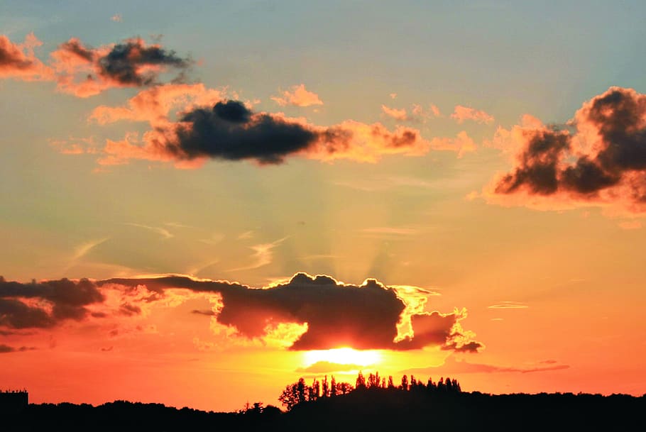 sunset, sky, color, atmosphere, cloud, dusk, lighting, panorama HD wallpaper