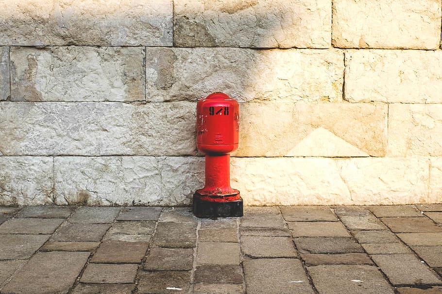 city, hydrant, street, red, object, wall - building feature HD wallpaper