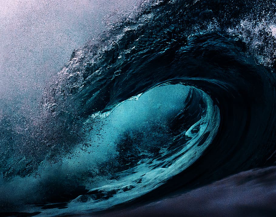Focus Photography of Sea Waves, action, beach, blue, dark blue, HD wallpaper