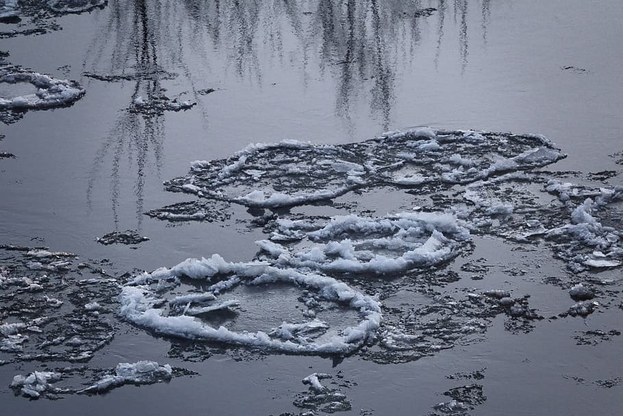 river, winter, water, ice, ice floes, snow, landscape, coldly HD wallpaper