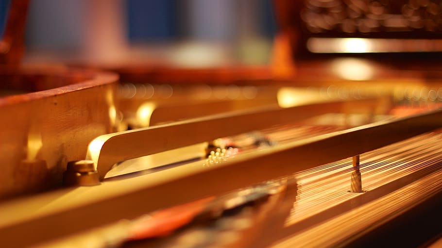 piano, closeup, selective focus, indoors, in a row, music, close-up HD wallpaper
