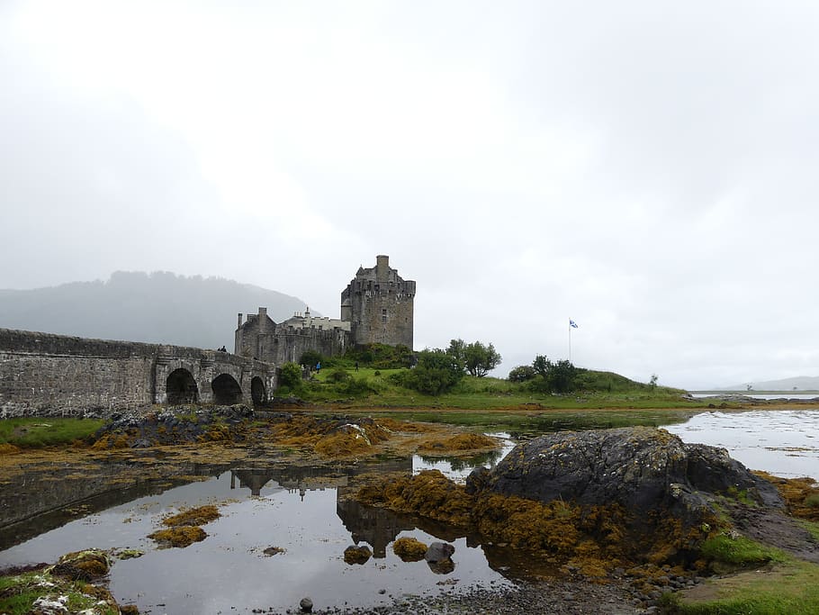 scotland, united kingdom, eilean donan, castle, water, built structure, HD wallpaper