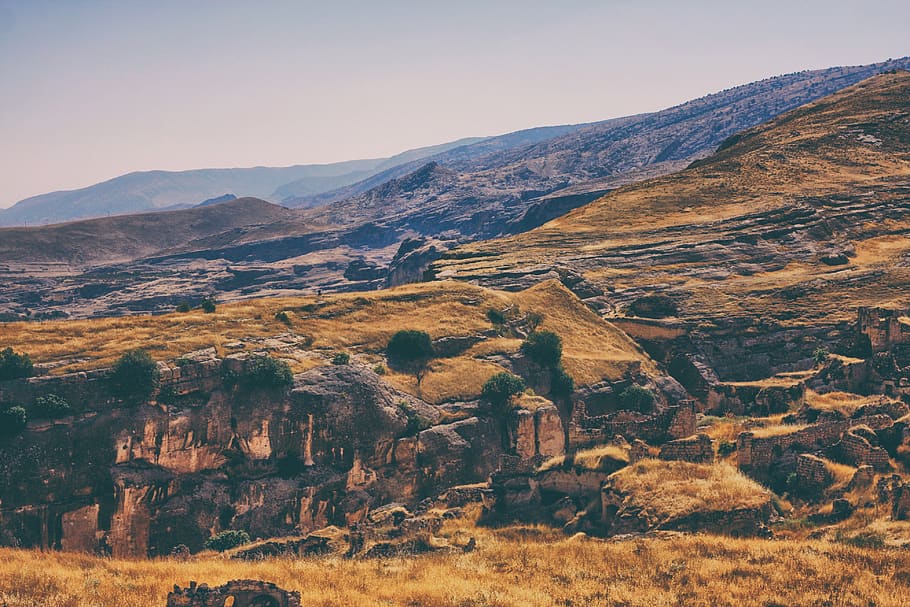 turkey, hasankeyf, mountain range, valley, tree, skyline, landscape HD wallpaper