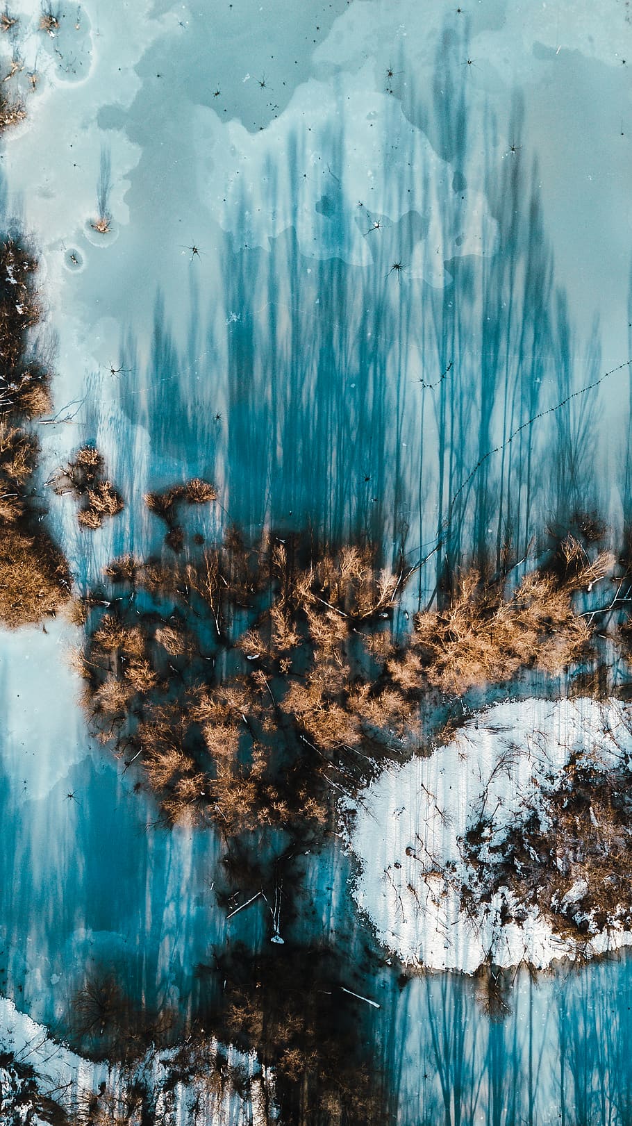 blue and brown abstract painting, water, winter, reflection, cold temperature HD wallpaper