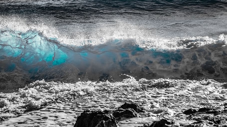 wave, surf, water, ocean, nature, spray, splash, motion, seascape HD wallpaper