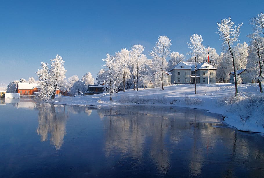 norway, eidsvoll verk, historical, reflection, water, architecture HD wallpaper