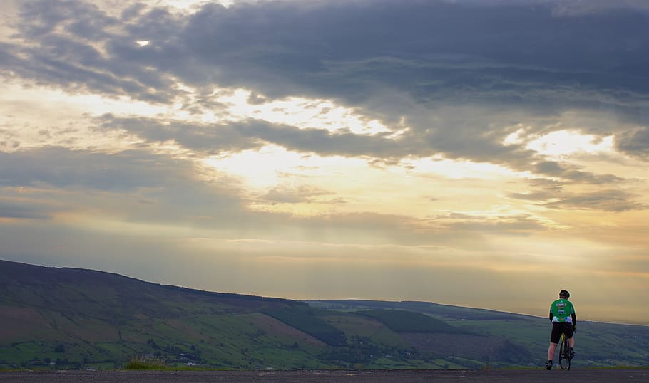 Person Riding Bicycle, cycling, cyclist, nature, sport, cloud - sky HD wallpaper