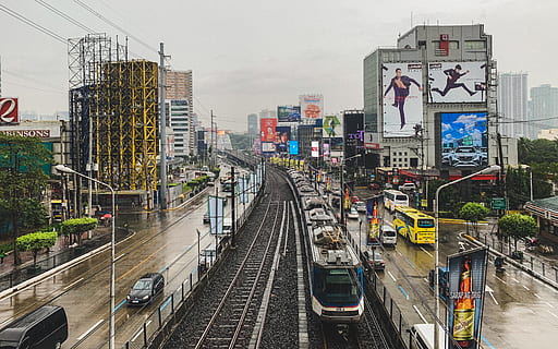 train beside building, train track, railway, transportation, human HD wallpaper