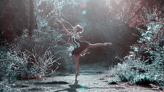 Woman Dancing Between Plants, ballet dancer, beautiful, choreography HD wallpaper