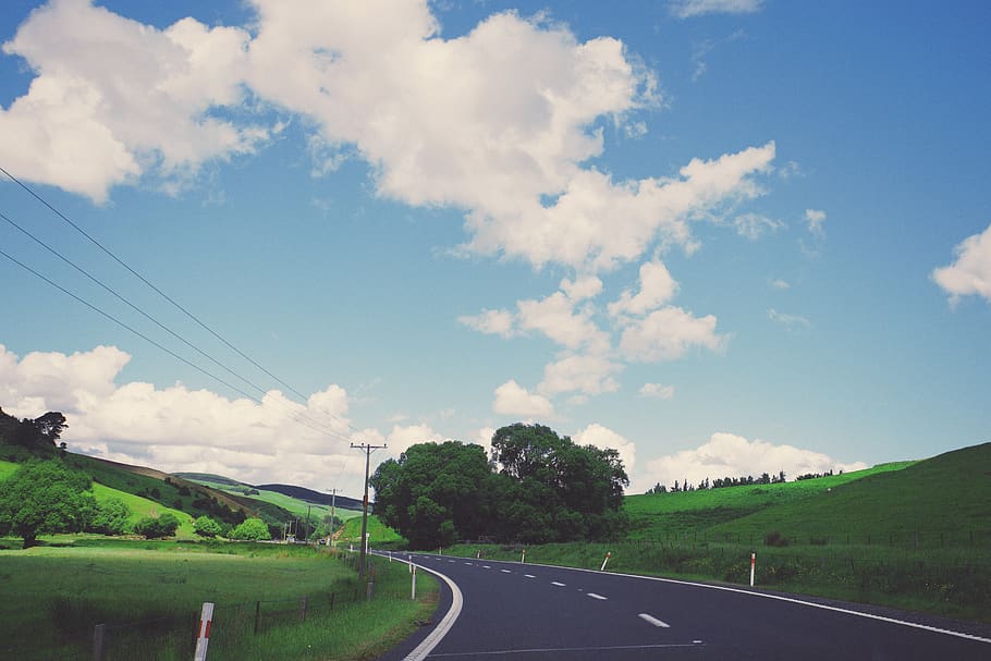 gray and white road during daytime, drive, new zealand, sky, cloud - sky HD wallpaper