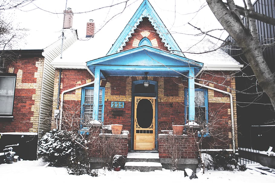 toronto, canada, place, cozey, happy, snowy house, snow day HD wallpaper