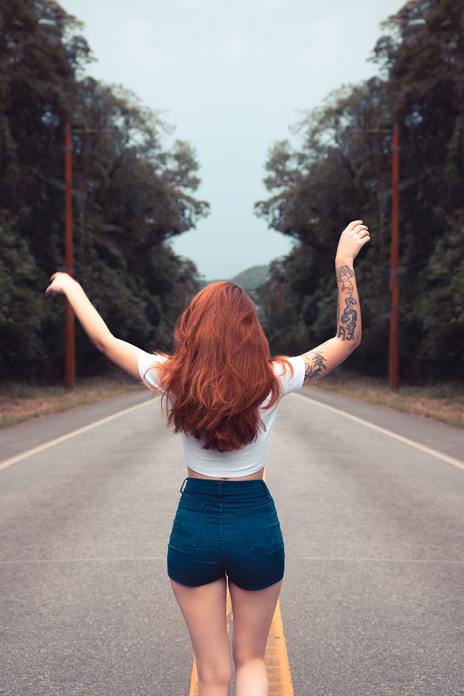 Photo of Woman Raising Her Hands, adult, back, back view, care HD wallpaper