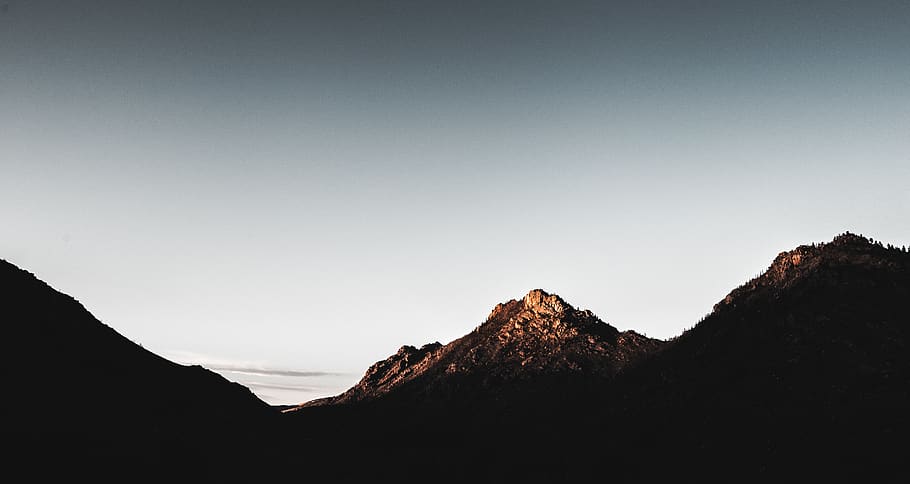 nature, landscape, mountains, clear, sky, gradient, shadow HD wallpaper