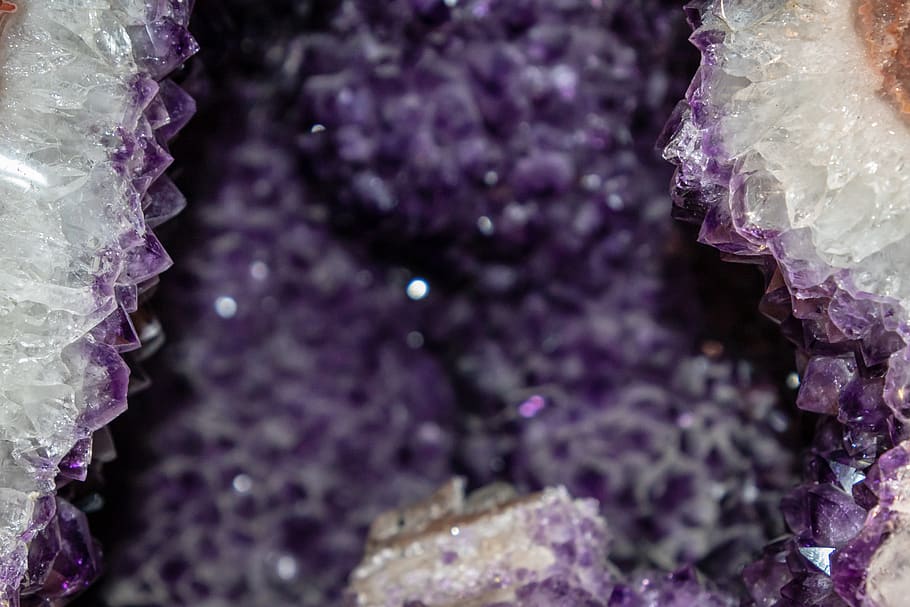 purple geode, close-up, mineral, crystal, no people, indoors HD wallpaper