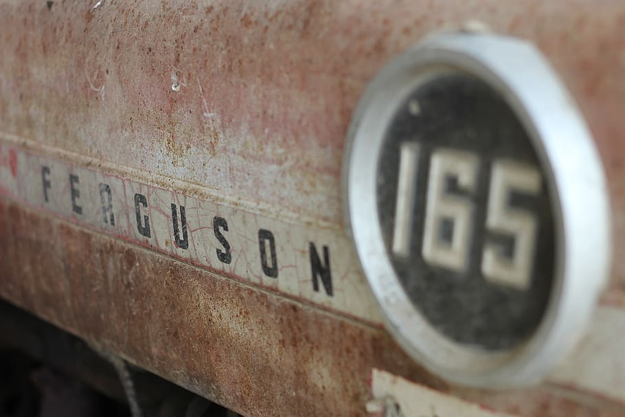 Ferguson 165 tractor, close-up, text, number, western script HD wallpaper