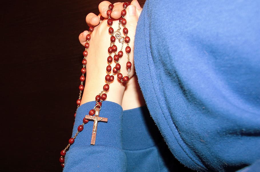 praying, string, bead, human, activity, rosary, religious, peace
