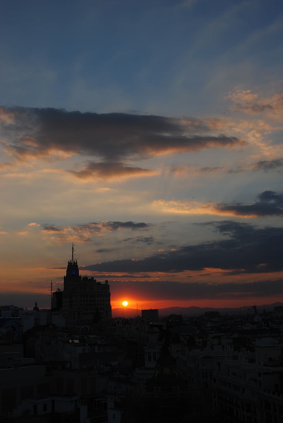 madrid, spain, círculo de bellas artes, sunset, beauty, city HD wallpaper