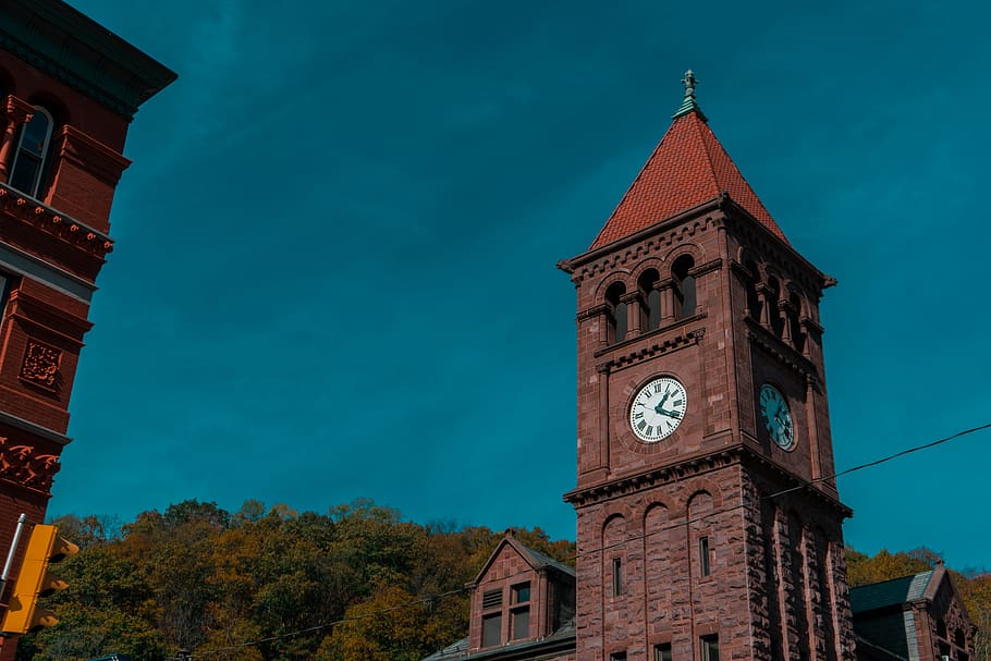 clocktower, big ben, jim thorpe, sky, belltower, built structure HD wallpaper