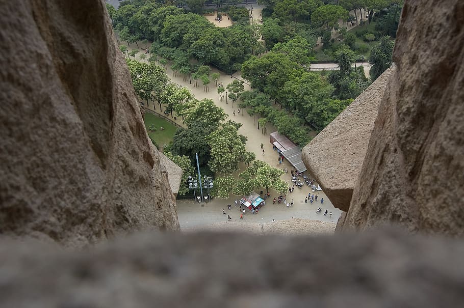 spain, barcelona, miniature effect, tiny, sagrada familia, park HD wallpaper