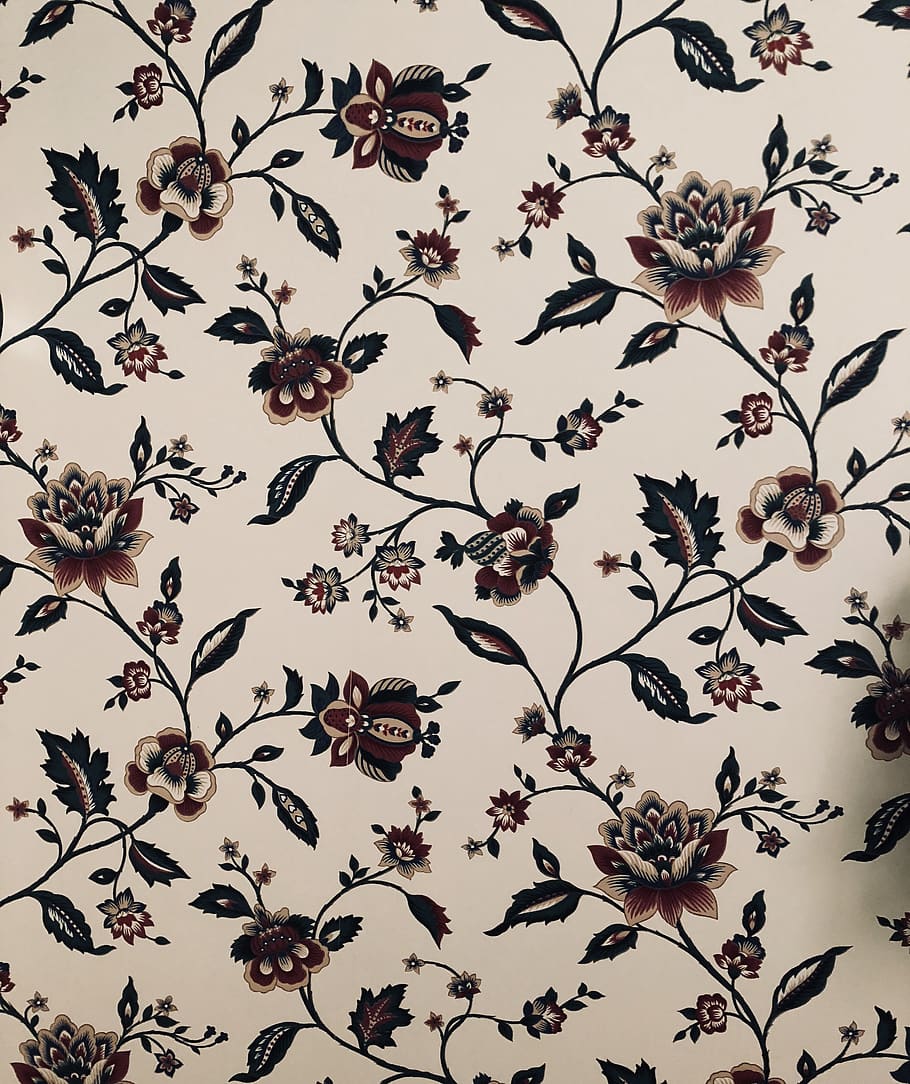 wallpaper, floral, vintage, pattern, texture, vine, flower, HD wallpaper