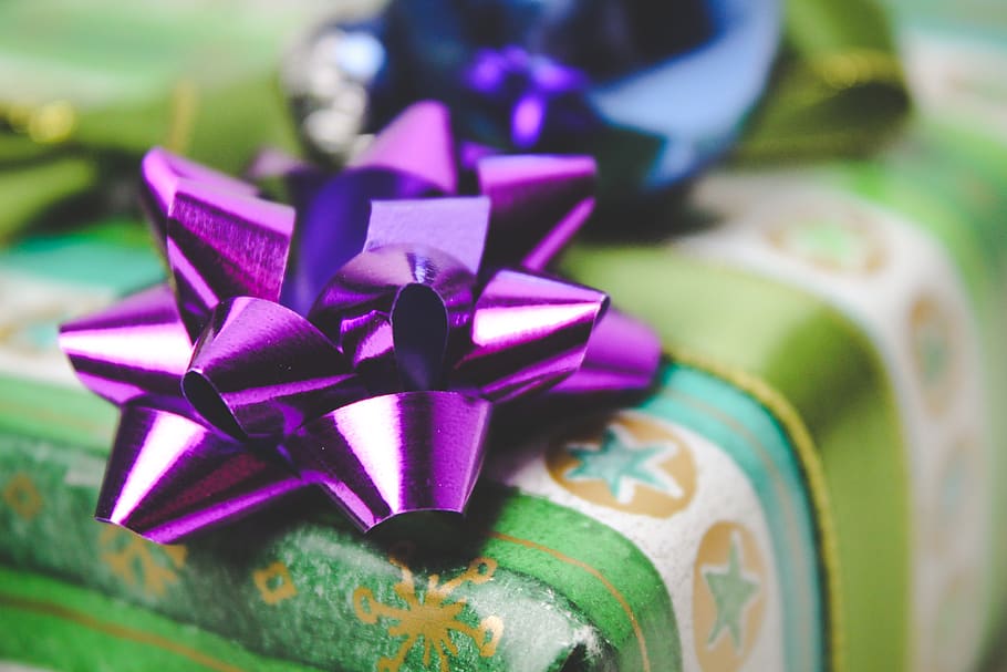 Close-Up Photo of Purple Ribbon, blur, bow, celebration, christmas HD wallpaper