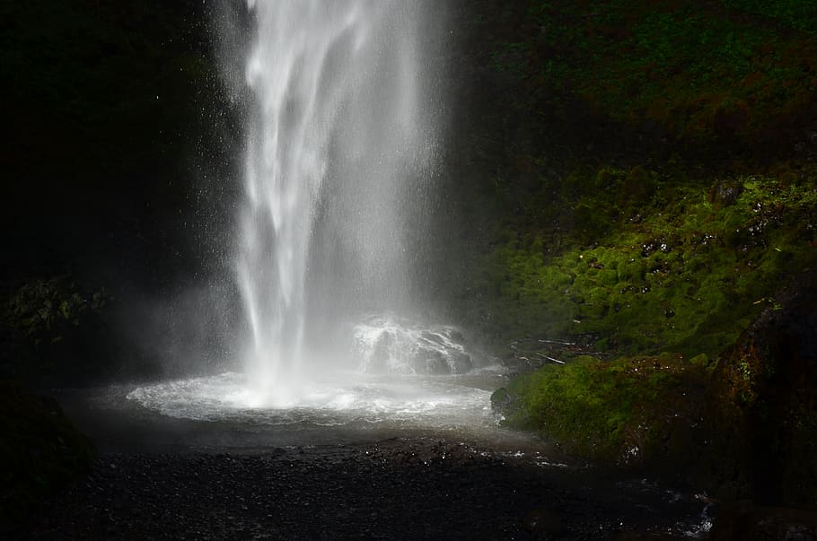 waterfall, moss, calm, motion, scenics - nature, beauty in nature HD wallpaper