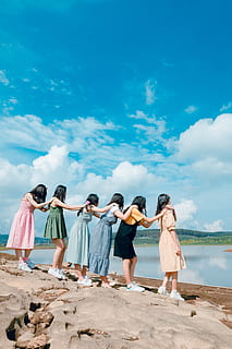 HD wallpaper: Six Women Standing Near Body Of Water, friends, friendship,  girls | Wallpaper Flare