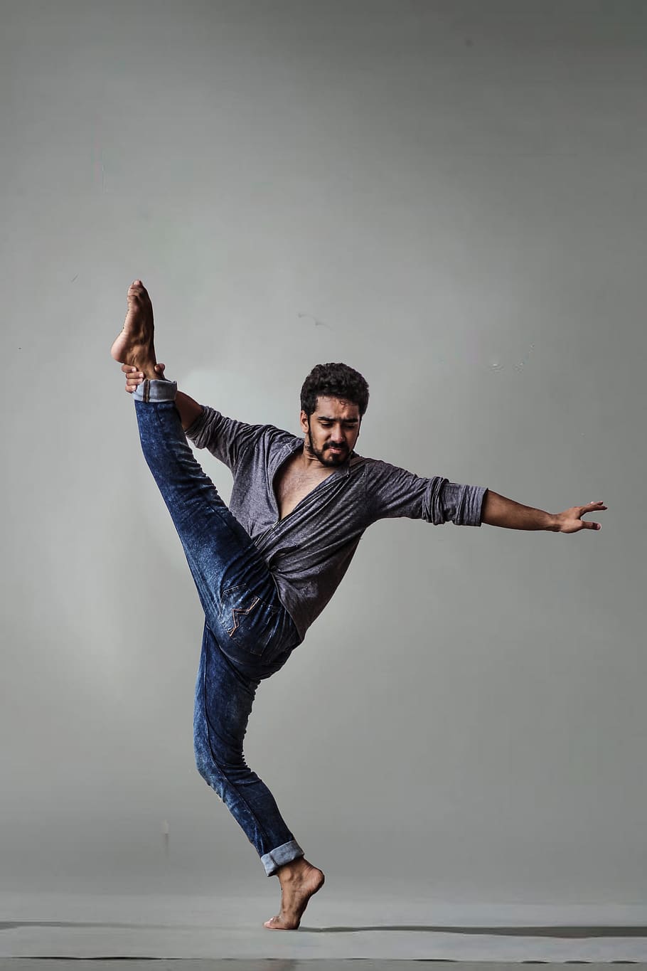 Photo of Man Lifting His Left Foot, action, adult, balance, ballet dancer, HD wallpaper
