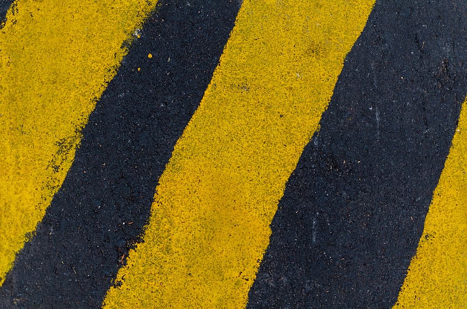 Yellow and Black Pedestrian Lane, abstract, asphalt, close-up HD wallpaper