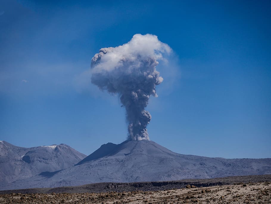 volcano, sabancaya, eruption, active, andes, peru, ash cloud HD wallpaper