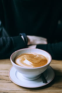 brown liquid in white ceramic mug, cup, coffee cup, beverage HD wallpaper