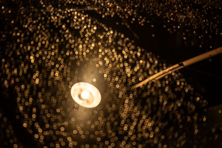 bokeh, night, water, raindrop, lamp, street lamp, car, window HD wallpaper