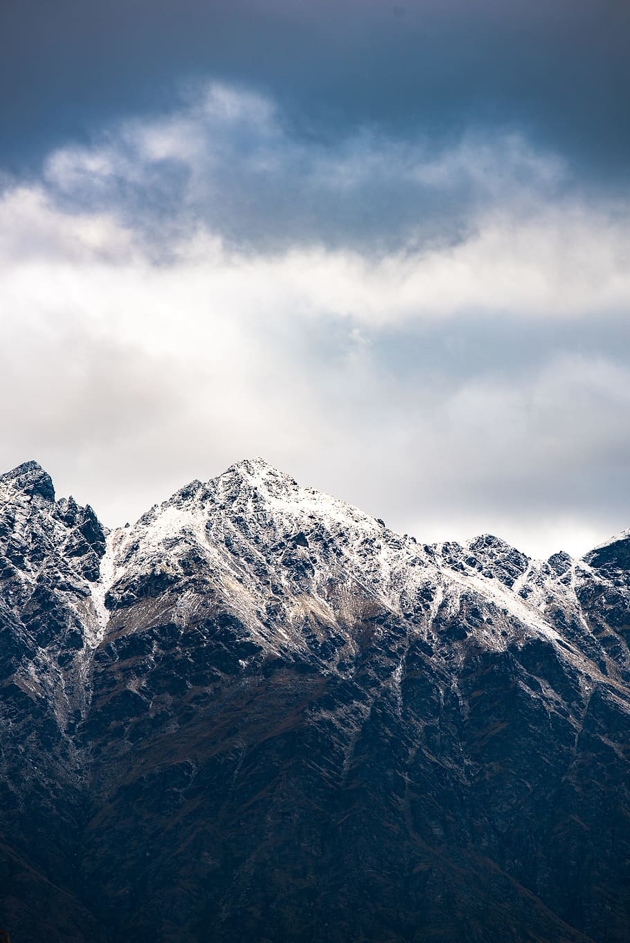 snow-capped mountain below cloudy sky, hike, landscape, winter HD wallpaper