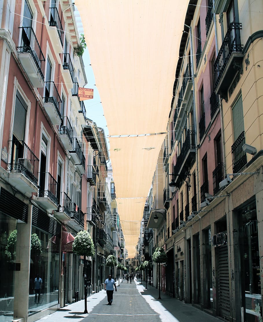 spain, granada, calle, shadow, españa, sol, sun, street, building exterior HD wallpaper