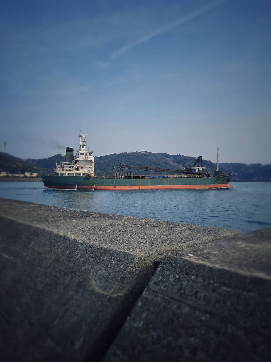boat, cargo, port, coast, japan, shimoda, vessel, concrete HD wallpaper