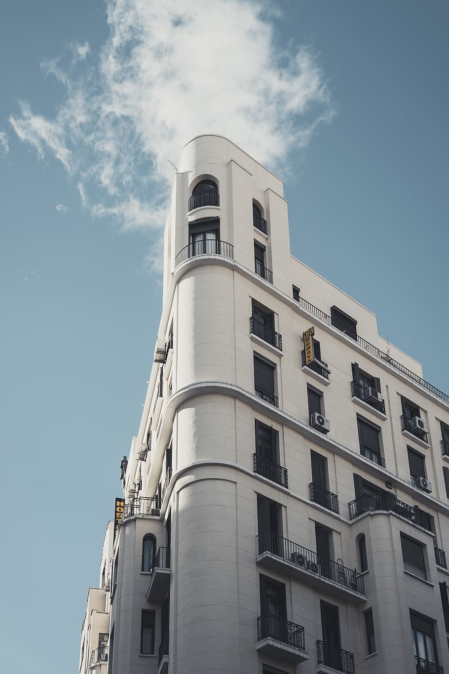 white corner building under blue sky, urban, high rise, city, HD wallpaper